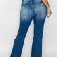 Back view of bytos Full Size Raw Hem Distressed Bootcut Jeans showcasing the unique raw hem and flattering fit.