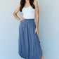 DOUBLJU Comfort Princess Full Size High Waist Scoop Hem Maxi Skirt in Dusty Blue at Bella Road