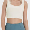 Millennia Crisscross Square Neck Active Tank - Beige