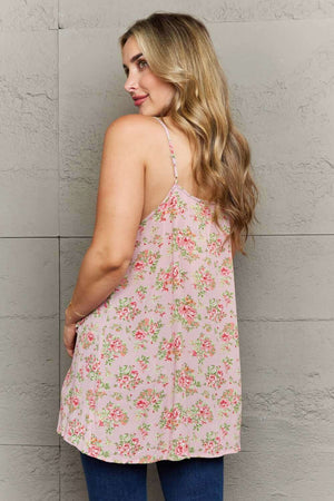 NINEXIS Hang Loose Tulip Hem Cami Top in Mauve Floral at Bella Road