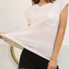 Round Neck Cap Sleeve T-Shirt - OFF WHITE