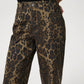 Bella Road Denim Leopard Straight Jeans showcasing bold leopard print and functional pockets. Perfect for a statement look!