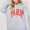 PARIS Long Sleeve Drawstring Hoodie | Full Size - Cloudy Blue