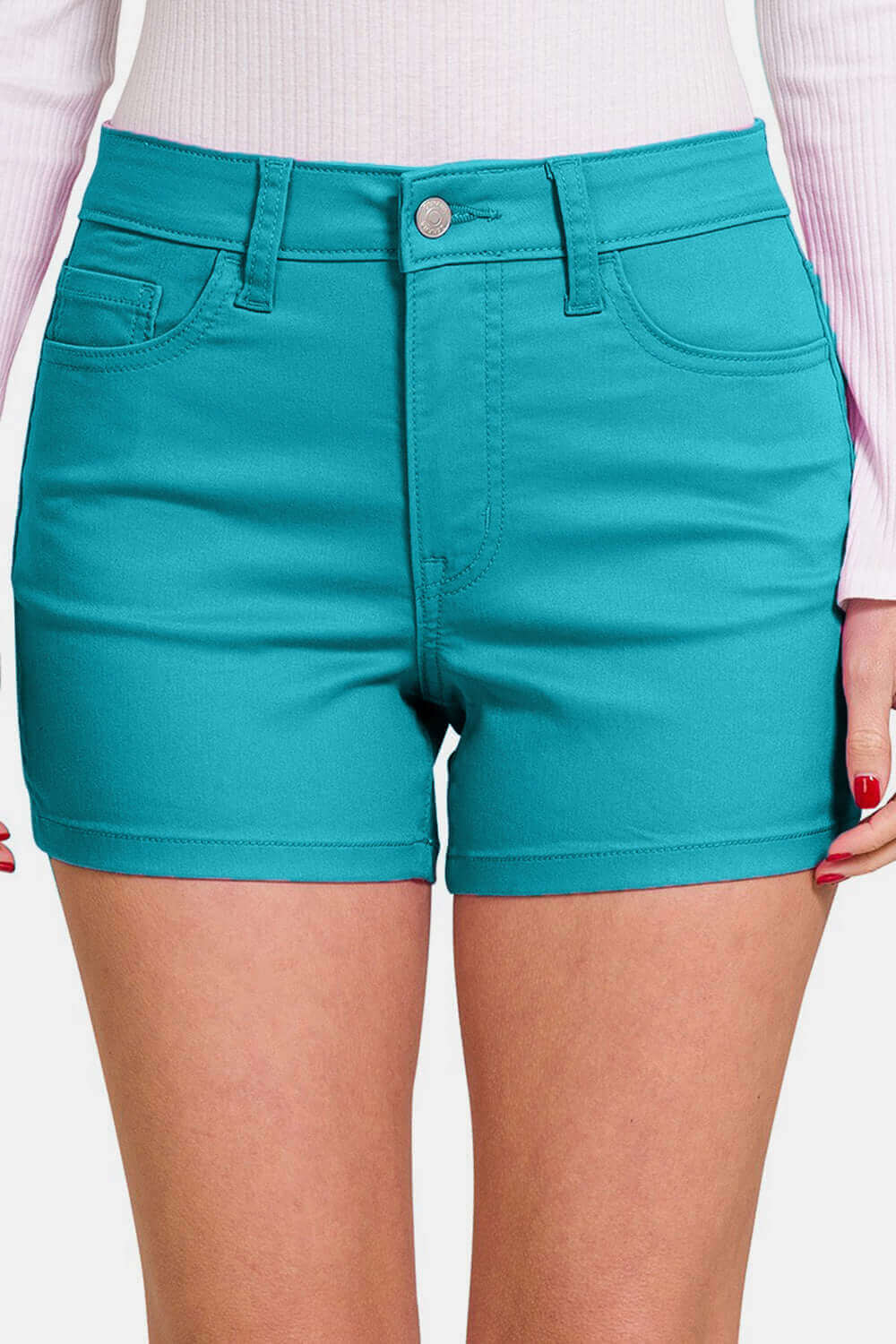 ZENANA High Waist Denim Shorts at Bella Road