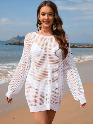 BELLA ROAD Backless Boat Neck Long Sleeve Cover Up at Bella Road