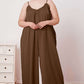 DOUBLE TAKE Full Size Ruffle Trim Tie Back Cami Jumpsuit with Pockets at Bella Road