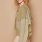 Trendy POL Distressed Hem Button Up Hooded Cardigan in olive green, perfect for layering in cool weather.