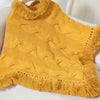 Bella Road Fuzzy Hem Cable-Knit Poncho - Gold