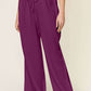 DOUBLE TAKE Full Size Texture Drawstring Wide Leg Pants at Bella Road