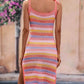 BELLA ROAD Striped Tie Shoulder Split Cover Up Dress at Bella Road