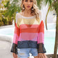 BELLA ROAD Color Block Openwork Boat Neck Cover Up at Bella Road