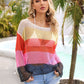 BELLA ROAD Color Block Openwork Boat Neck Cover Up at Bella Road