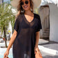 BELLA ROAD Slit V-Neck Short Sleeve Cover Up at Bella Road