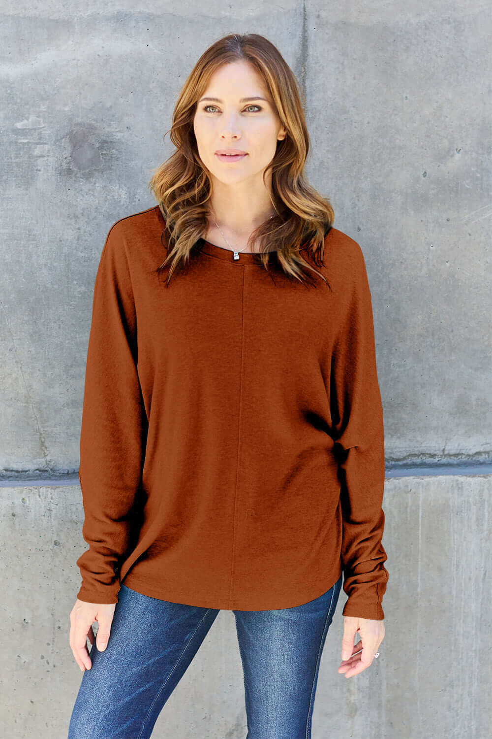 DOUBLE TAKE Full Size Round Neck Long Sleeve T-Shirt at Bella Road