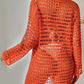 BELLA ROAD Openwork Boat Neck Long Sleeve Cover-Up at Bella Road