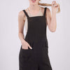 Sleeveless Double Gauze Overalls with Pockets - Black