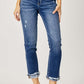 Trendy High-Rise Frayed Cuffed Straight Risen Jeans for a Versatile Denim Look