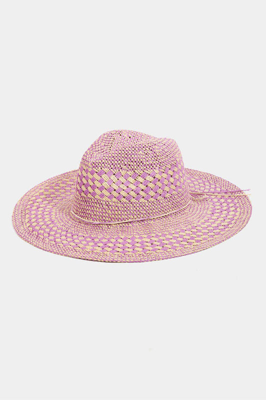 FAME Checkered Straw Weave Sun Hat at Bella Road