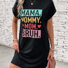 Letter Graphic Short Sleeve Mini Tee Dress - Black