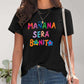 Letter Graphic Round Neck Short Sleeve T-Shirt