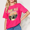 Graphic Round Neck Short Sleeve T-Shirt | Full Size - Hot Pink