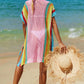 DOUBLE TAKE Openwork Striped Slit Knit Cover Up at Bella Road