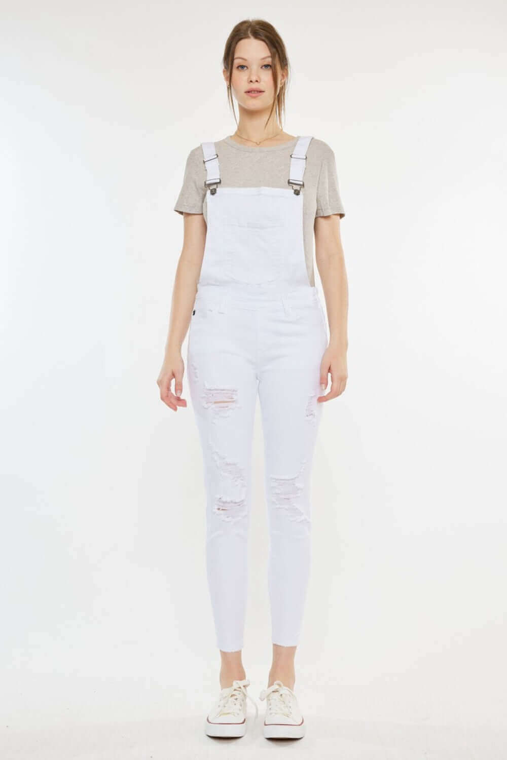 KANCAN Distressed Skinny Denim Overalls at Bella Road