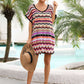 BELLA ROAD Rainbow Stripe Scalloped V-Neck Cover-Up Dress at Bella Road