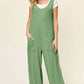 DOUBLE TAKE Full Size Texture Sleeveless Wide Leg Jumpsuit at Bella Road