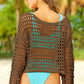 BELLA ROAD Openwork Boat Neck Long Sleeve Cover-Up at Bella Road