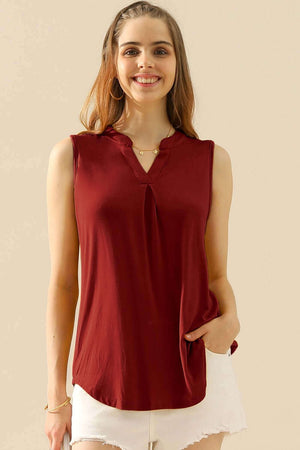 NINEXIS Full Size Notched Sleeveless Top at Bella Road