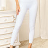 Wide Waistband Sports Leggings - White