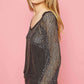 POL V-Neck Long Sleeve Lace Patch Top at Bella Road