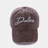 Washed DALLAS Embroidered Baseball Cap - Dallas Brown