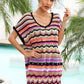 BELLA ROAD Rainbow Stripe Scalloped V-Neck Cover-Up Dress at Bella Road