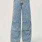 Bella Road wide leg denim jeans with pockets in light wash, perfect for casual styling and comfort.