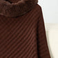 Cozy Bella Road Fuzzy Trim Poncho with textured fabric and plush collar, perfect for chilly day styling.