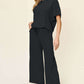 DOUBLE TAKE Full Size Texture Round Neck Short Sleeve T-Shirt and Wide Leg Pants at Bella Road