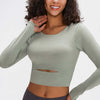 Millennia Long Sleeve Cropped Top With Sports Strap - Green