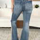 Back view of model wearing Judy Blue High Waist Tummy Control Flare Jeans