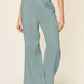 DOUBLE TAKE Full Size Texture Smocked Waist Wide Leg Pants at Bella Road