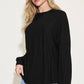 Ribbed Round Neck Long Sleeve T-Shirt