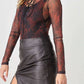 TASHA APPAREL Abstract Mesh Lace-Up Long Sleeve Bodysuit at Bella Road