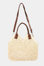 FAME Straw Braided Faux Leather Strap Shoulder Bag at Bella Road