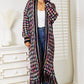 DOUBLE TAKE Full Size Multicolored Open Front Fringe Hem Cardigan at Bella Road