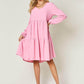 DOUBLE TAKE Full Size V-Neck Balloon Sleeve Tiered Dress at Bella Road