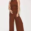 Ribbed Tank and Wide Leg Pants Set | Full Size - Burnt  Umber