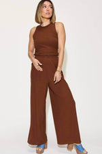 BASIC BAE Full Size Ribbed Tank and Wide Leg Pants Set at Bella Road