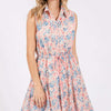 Floral Eyelet Sleeveless Mini Dress | Full Size - Pink Multi