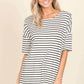 BOMBOM Striped Round Neck T-Shirt at Bella Road